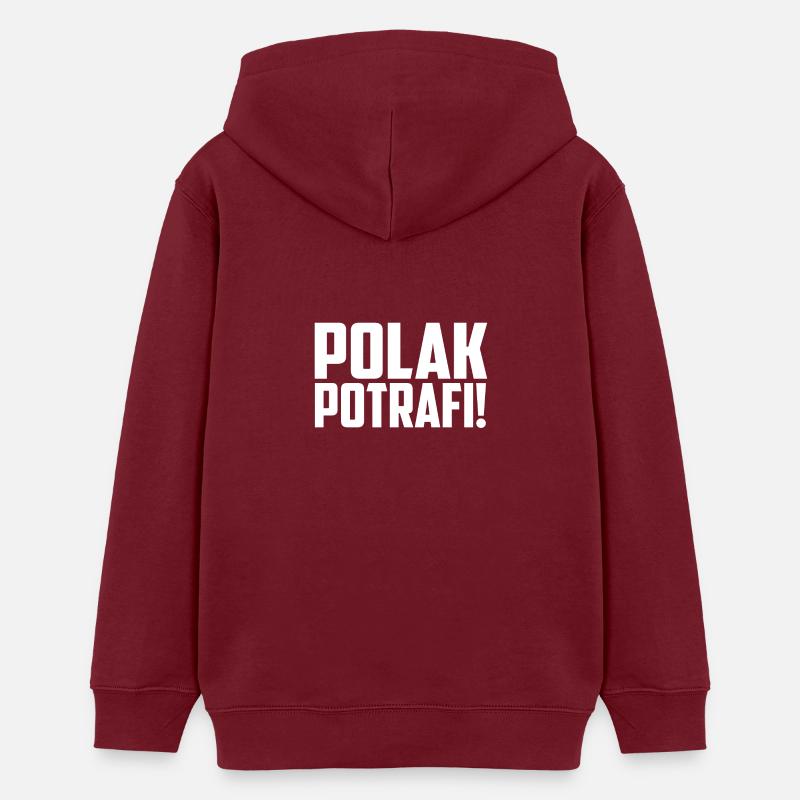 Polak Potrafi inscription en blanc - Sweat à capuche ado bio Stanley/Stella - bordeaux