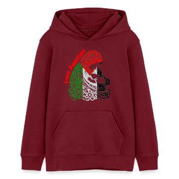 Palestine libre - Sweat à capuche ado bio Stanley/Stella - bordeaux - Devant - AI Model Teenager Male dark (155cm)