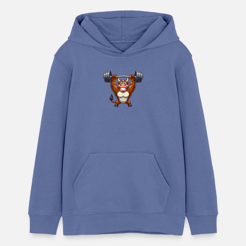 Bull Bull Haltères d’haltères d’haltères - Sweat à capuche ado bio Stanley/Stella - bleu