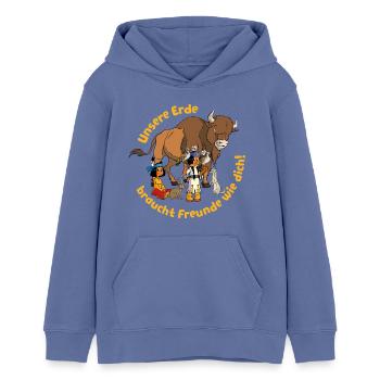 Yakari Unsere Erde Braucht Freunde Wie Dich! - Teenager Organic Hoodie Mini Cruiser von Stanley/Stella - Blau - Vorne - AI Model Teenager Male light (155cm)