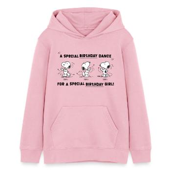Peanuts Design Snoopy Birthday Dance Girl - Teens Organic Hoodie by Stanley/Stella - cotton pink - Front - AI Model Teenager Female dark (150cm)