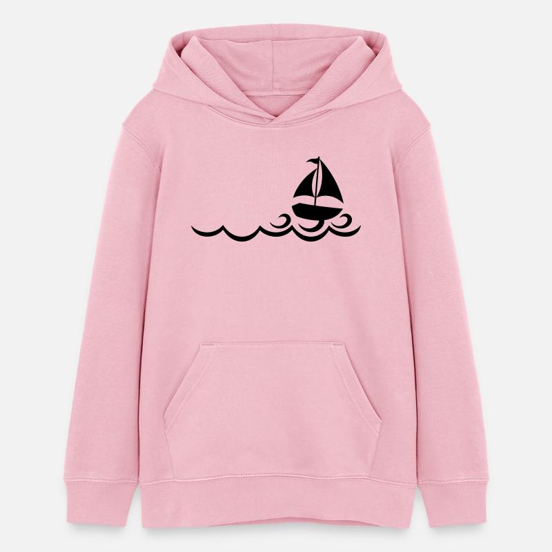 Voilier sur Vagues - Sweat à capuche ado bio Stanley/Stella - rose pâle