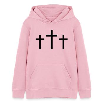 Trois Croix - Sweat à capuche ado bio Stanley/Stella - rose pâle - Devant - AI Model Teenager Female dark (150cm)
