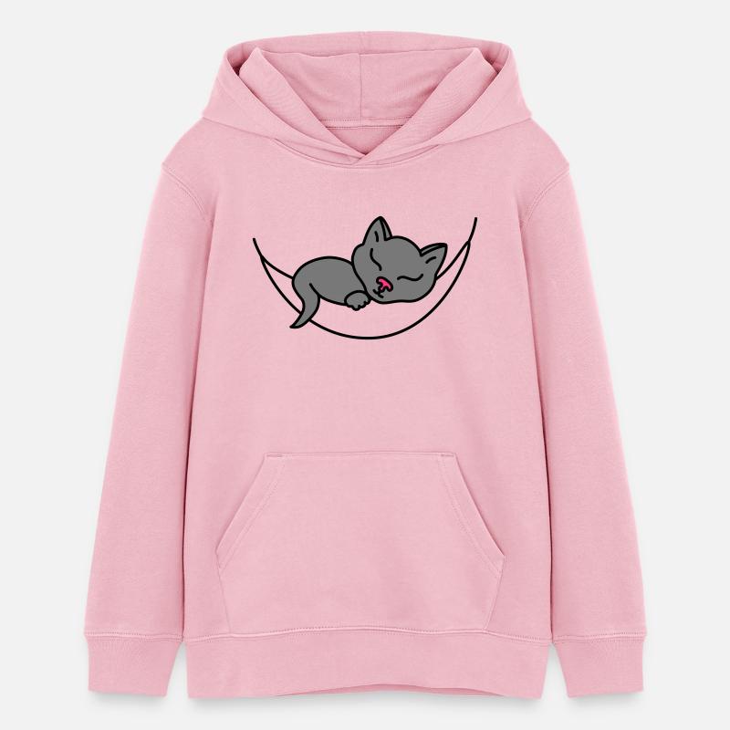 Chat endormi - Sweat à capuche ado bio Stanley/Stella - rose pâle