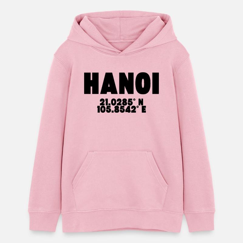 Hanoi - Design avec coordonnées - Sweat à capuche ado bio Stanley/Stella - rose pâle