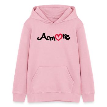 amore - Teens Organic Hoodie by Stanley/Stella - cotton pink - Front - AI Model Teenager Female dark (150cm)