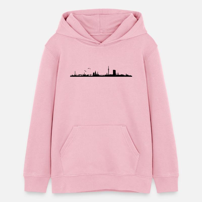 Hambourg skyline panorama - Sweat à capuche ado bio Stanley/Stella - rose pâle