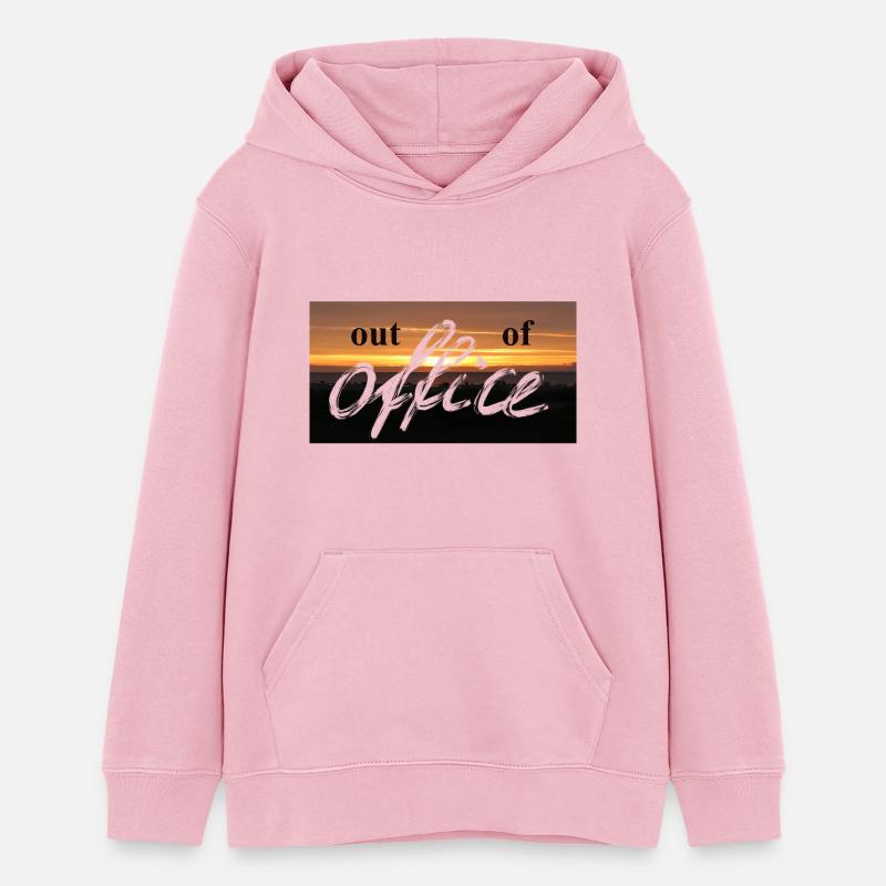 Ciel du soir avec motif Out of Office - Sweat à capuche ado bio Stanley/Stella - rose pâle