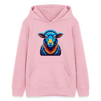 Sheep Colorful Kawaii Cartoon Character Clipart - Teens Organic Hoodie by Stanley/Stella - cotton pink - Front - AI Model Teenager Female dark (150cm)