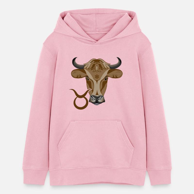 Signe du zodiaque Taureau - Sweat à capuche ado bio Stanley/Stella - rose pâle