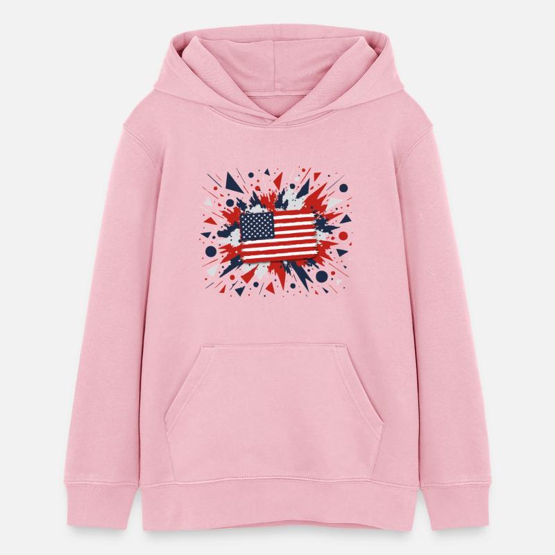Drapeau des États-Unis dans le style Brush - Sweat à capuche ado bio Stanley/Stella - rose pâle