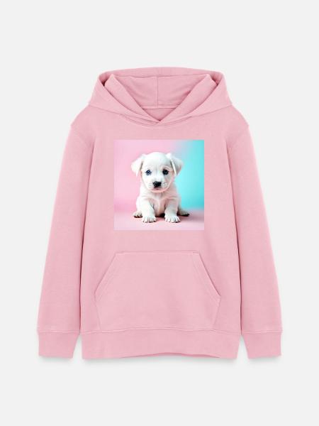 Niedlicher Welpe auf pastellfarbenem Hintergrund - Teenager Organic Hoodie Mini Cruiser von Stanley/Stella - Hellrosa