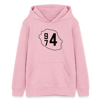 Réunion 974 - Sweat à capuche ado bio Stanley/Stella - rose pâle - Devant - AI Model Teenager Female dark (150cm)