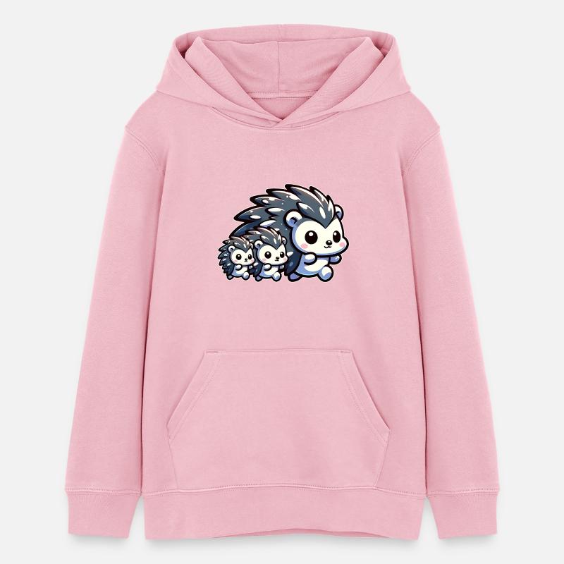 Mignon hérisson famille - Sweat à capuche ado bio Stanley/Stella - rose pâle