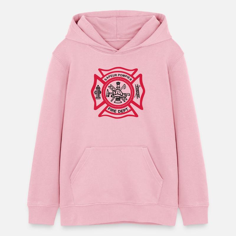 blason sapeur pompier - Sweat à capuche ado bio Stanley/Stella - rose pâle