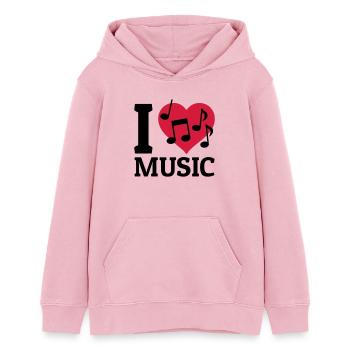 I love Music - Teenager Organic Hoodie Mini Cruiser von Stanley/Stella - Hellrosa - Vorne - AI Model Teenager Female dark (150cm)