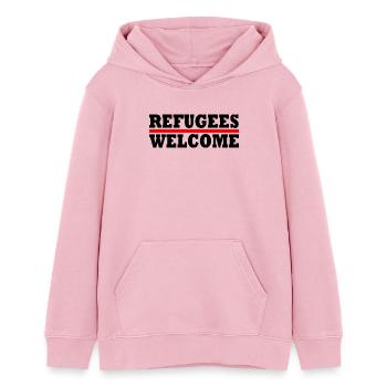 refugees welcome - Teenager Organic Hoodie Mini Cruiser von Stanley/Stella - Hellrosa - Vorne - AI Model Teenager Female dark (150cm)
