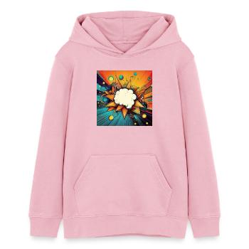 Vibrant Abstract Explosive Cloud Design - Teens Organic Hoodie by Stanley/Stella - cotton pink - Front - AI Model Teenager Female dark (150cm)