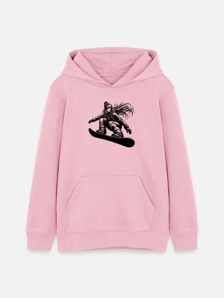 Snowboarderin Cooles Snowboard Design - Teenager Organic Hoodie Mini Cruiser von Stanley/Stella - Hellrosa