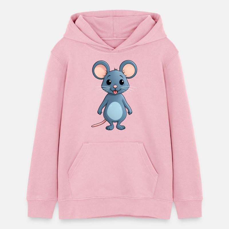 mignon petit style bande dessinée souris souris - Sweat à capuche ado bio Stanley/Stella - rose pâle