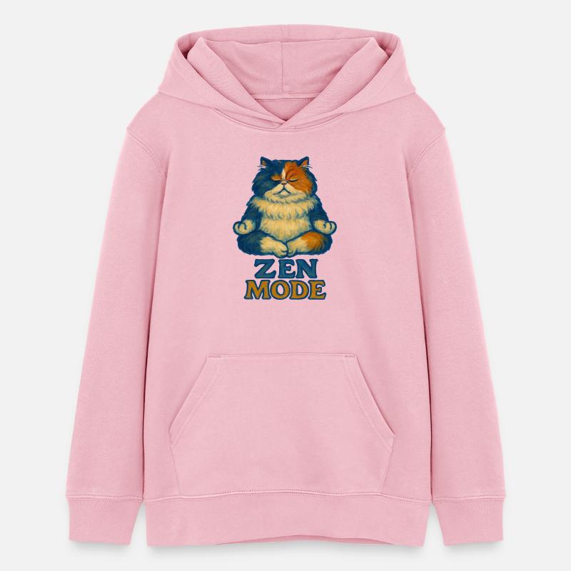 Chat Zen en mode calme - Sweat à capuche ado bio Stanley/Stella - rose pâle