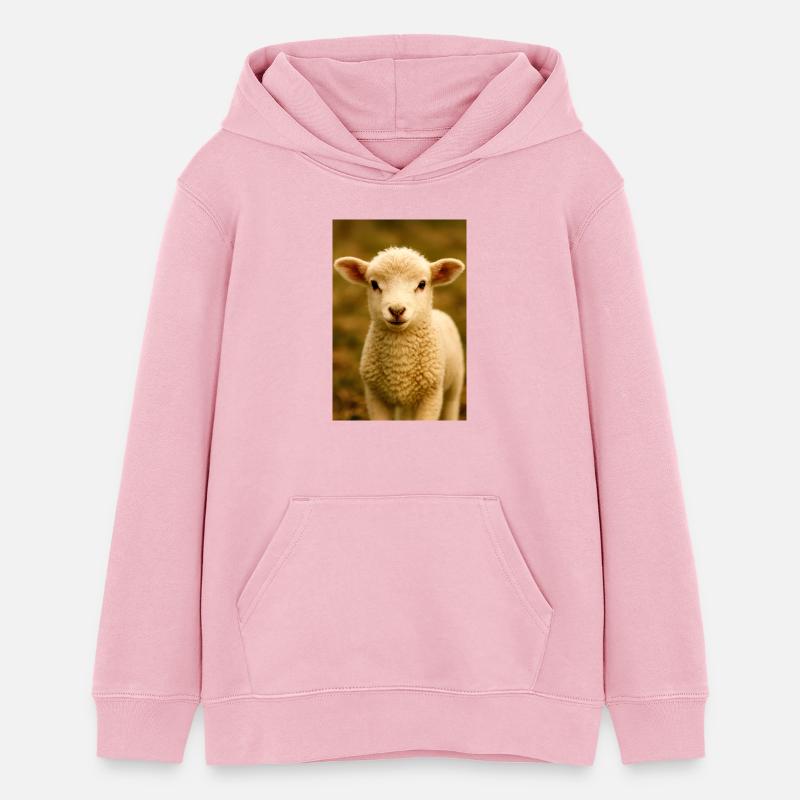 Animaux, agneaux - Sweat à capuche ado bio Stanley/Stella - rose pâle