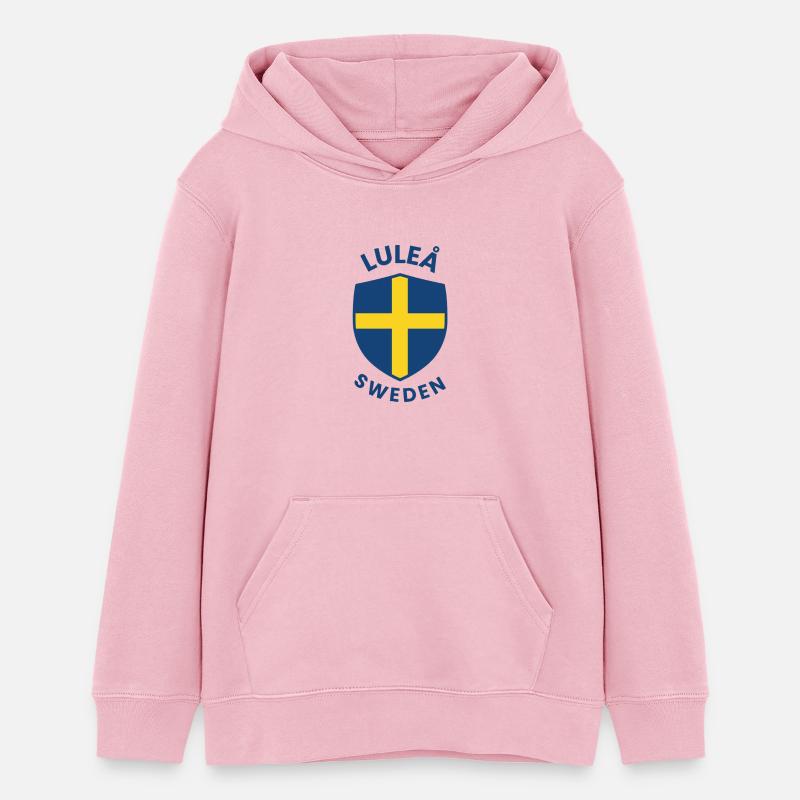 Drapeau de Suède de Luleå - Sweat à capuche ado bio Stanley/Stella - rose pâle