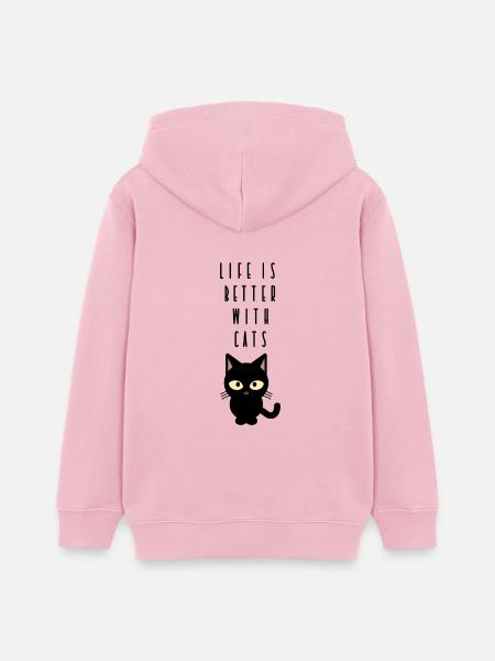 Katze - Teenager Organic Hoodie Mini Cruiser von Stanley/Stella - Hellrosa