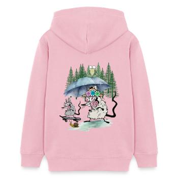 Famille Souris Excursion en forêt Loisir Rat Rats - Sweat à capuche ado bio Stanley/Stella - rose pâle - Dos - AI Model Teenager Female dark (150cm)