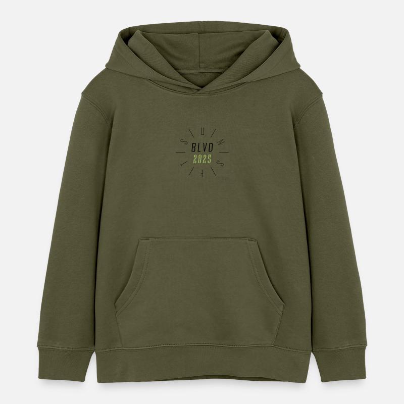 Coucher de soleil BLVD 2025 - Sweat à capuche enfant bio Stanley/Stella - kaki