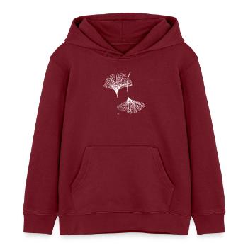 Lineart Ginkgoblätter - Kinder Organic Hoodie Mini Cruiser von Stanley/Stella - Burgunderrot - Vorne - AI Model Kid Female (0cm)