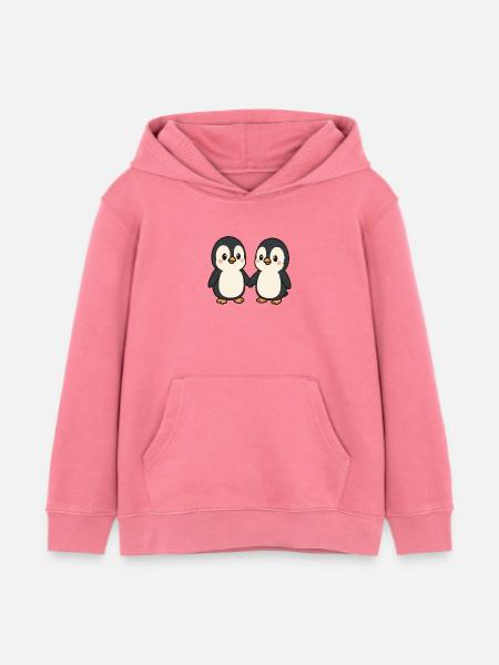 Zwei Pinguine Händchenhaltend - Kinder Organic Hoodie Mini Cruiser von Stanley/Stella - Pink