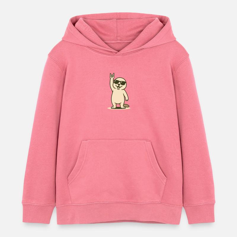 Bébé phoque cool avec pose de bascule - Sweat à capuche enfant bio Stanley/Stella - rose 