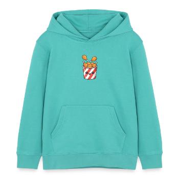 Kawaii Fried Chicken Bucket - Kids Organic Hoodie by Stanley/Stella - pool blue - Front - AI Model Kid Female (0cm)