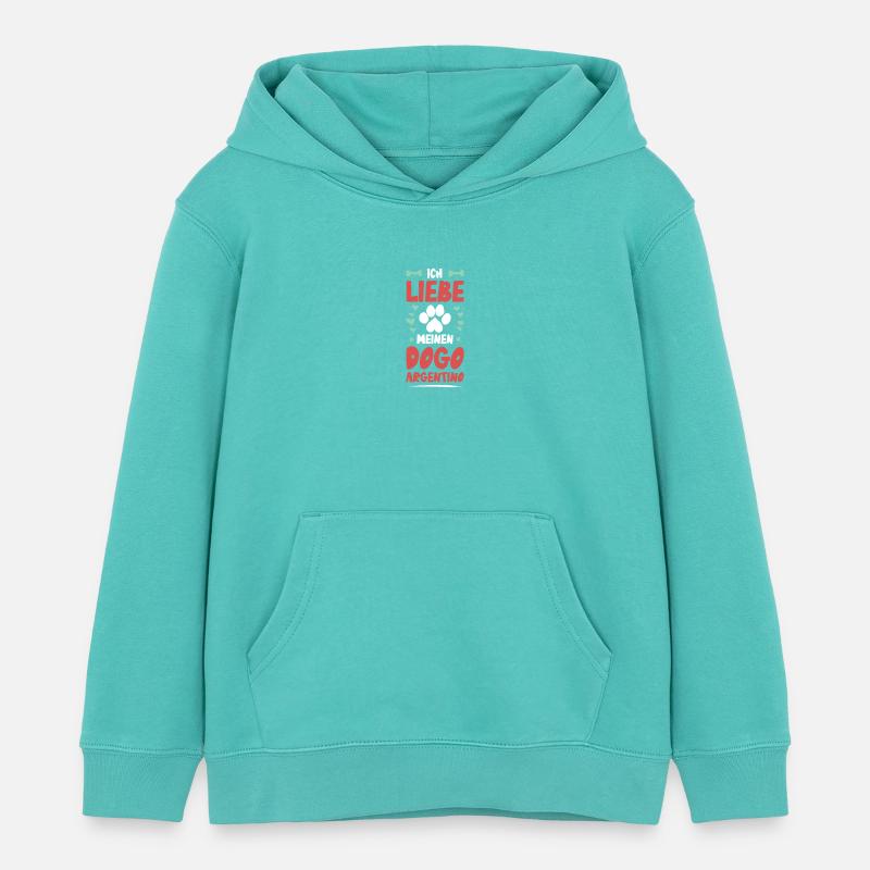 J’adore mon Dogue Argentino - Sweat à capuche enfant bio Stanley/Stella - bleu piscine