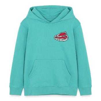 Un steak cru - Sweat à capuche enfant bio Stanley/Stella - bleu piscine - Devant - AI Model Kid Female (0cm)