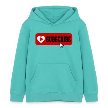 Fabulous YouTube Channel Subscribe Button Icon - Kids Organic Hoodie by Stanley/Stella - pool blue - Front - AI Model Kid Female (0cm)