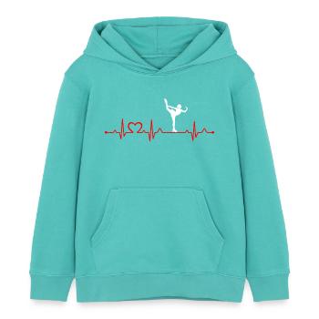 Kunstskøjteløbspige Heartbeat EKG Icey Skater Pige - Stanley/Stella børne hættetrøje økologisk - pool blå - Foran - AI Model Kid Female (0cm)