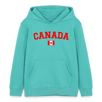 Drapeau du Canada Rouge - Sweat à capuche enfant bio Stanley/Stella - bleu piscine - Devant - AI Model Kid Female (0cm)
