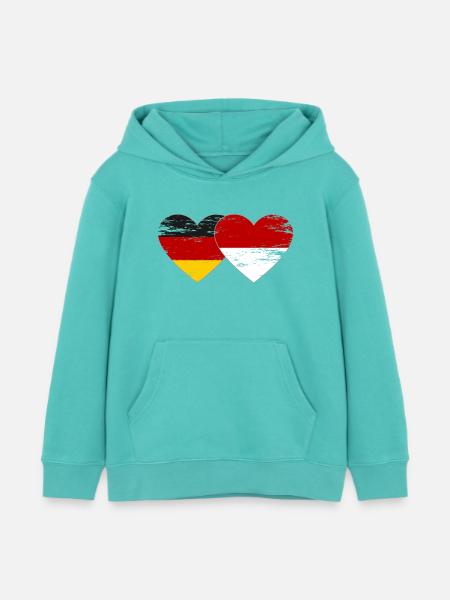 Deutschland Monaco Flagge Herz - Kinder Organic Hoodie Mini Cruiser von Stanley/Stella - Poolblau