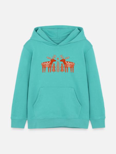 Zwillingsrentier-Weihnachtsvolk - Kinder Organic Hoodie Mini Cruiser von Stanley/Stella - Poolblau