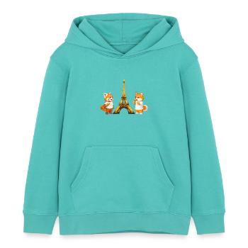 Faul und grummelig in Paris - Kinder Organic Hoodie Mini Cruiser von Stanley/Stella - Poolblau - Vorne - AI Model Kid Female (0cm)