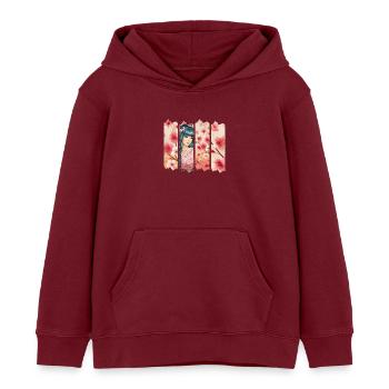 Kirschblüten Kimono Panel Portrait - Kinder Organic Hoodie Mini Cruiser von Stanley/Stella - Burgunderrot - Vorne - AI Model Kid Female (0cm)