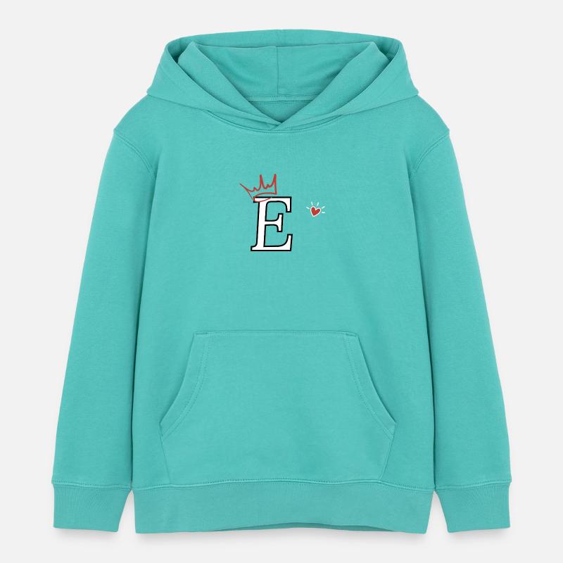 Litera e korona serce - Bluza z kapturem dziecięca bio Stanley/Stella - niebieski basen