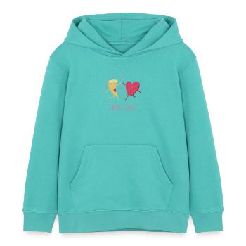 True Pizza Love - Kids Organic Hoodie by Stanley/Stella - pool blue - Front - AI Model Kid Female (0cm)