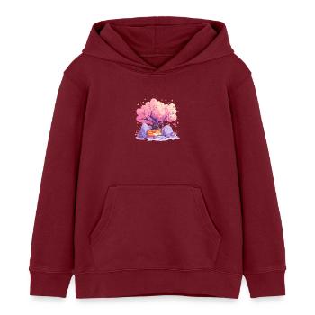 Schlaffuchs unter Kirschbaum - Kinder Organic Hoodie Mini Cruiser von Stanley/Stella - Burgunderrot - Vorne - AI Model Kid Female (0cm)