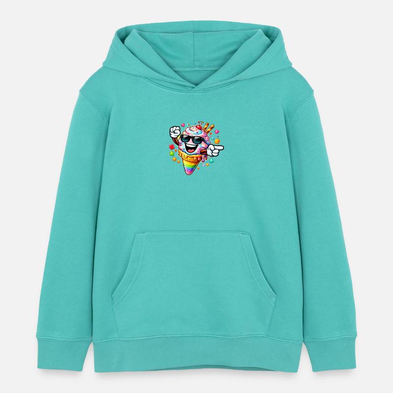Glace avec lunettes de soleil - Sweat à capuche enfant bio Stanley/Stella - bleu piscine