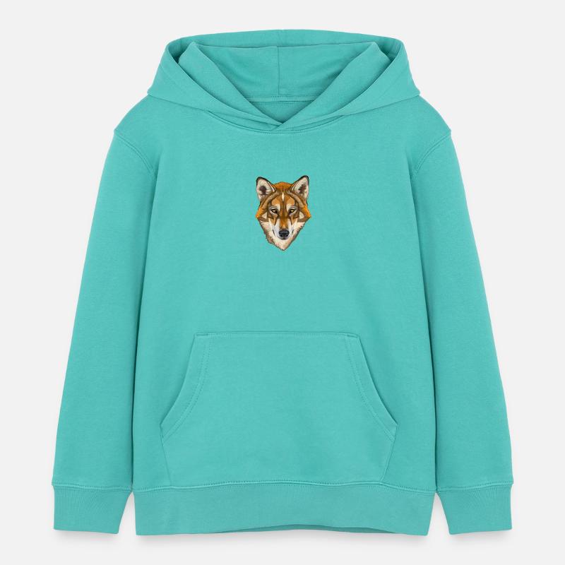 loup - Sweat à capuche enfant bio Stanley/Stella - bleu piscine