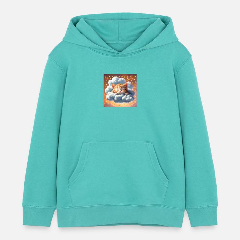 chat endormi - Sweat à capuche enfant bio Stanley/Stella - bleu piscine