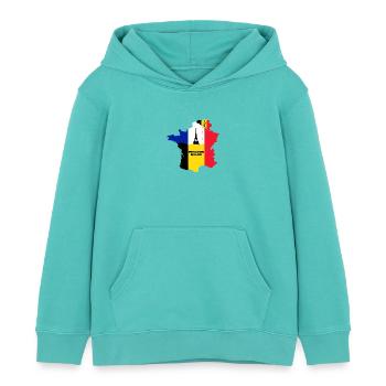 Belgian invasion - Kids Organic Hoodie by Stanley/Stella - pool blue - Front - AI Model Kid Female (0cm)